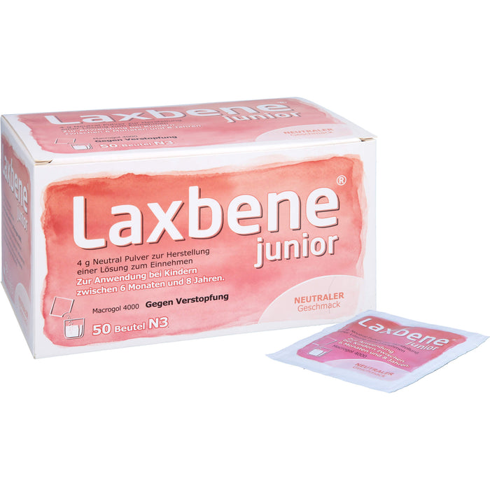 Laxbene Junior 4 g Neutral Pulver bei Kindern zwischen 6 Monaten und 8 Jahren gegen Verstopfung mit neutralem Geschmack, 50 pcs. Sachets