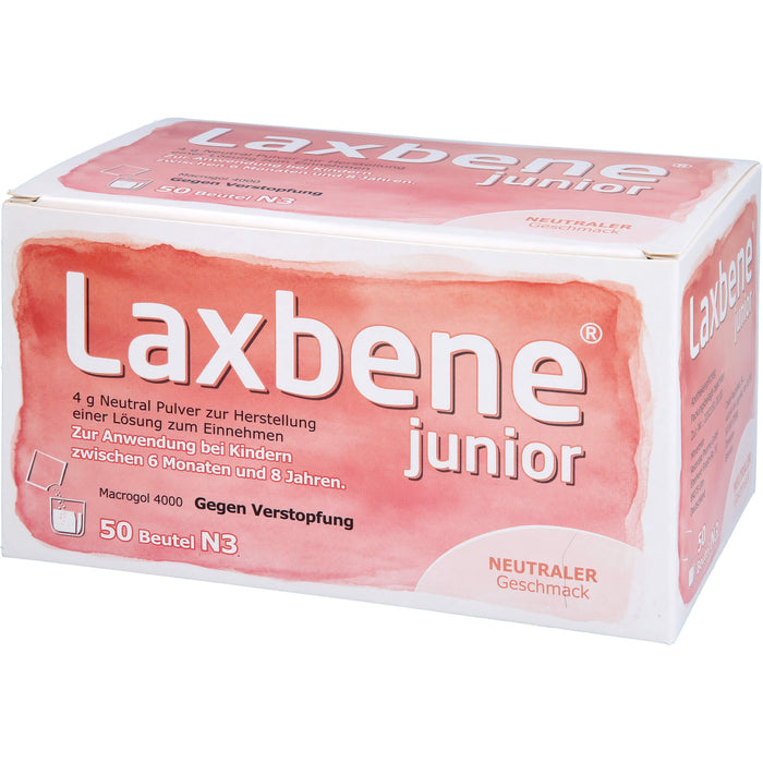 Laxbene Junior 4 g Neutral Pulver bei Kindern zwischen 6 Monaten und 8 Jahren gegen Verstopfung mit neutralem Geschmack, 50 pcs. Sachets