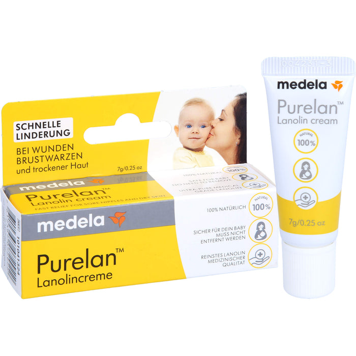 Medela Purelan Brustwarzensalbe aus 100% Lanolin, 7 g Ointment