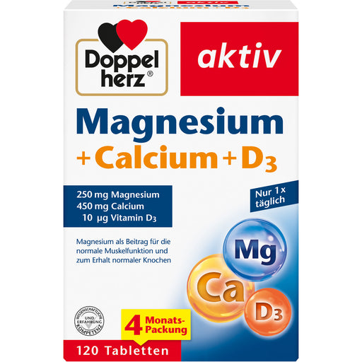 Doppelherz aktiv Magnesium + Calcium + D3 Tabletten, 120 St. Tabletten