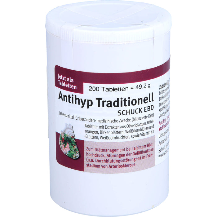 Antihyp Traditionell SCHUCK EBD Tabletten bei leichtem Bluthochdruck und Störungen der Gefäßfunktion, 200 St. Tabletten