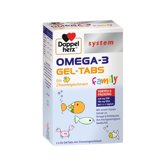 Doppelherz system Omega-3 Family Gel-Tabs Zitronengeschmack, 120 Stück, 120 pcs. Tablets