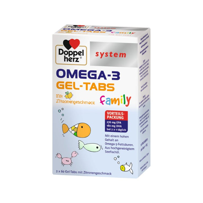 Doppelherz system Omega-3 Family Gel-Tabs Zitronengeschmack, 120 Stück, 120 pcs. Tablets