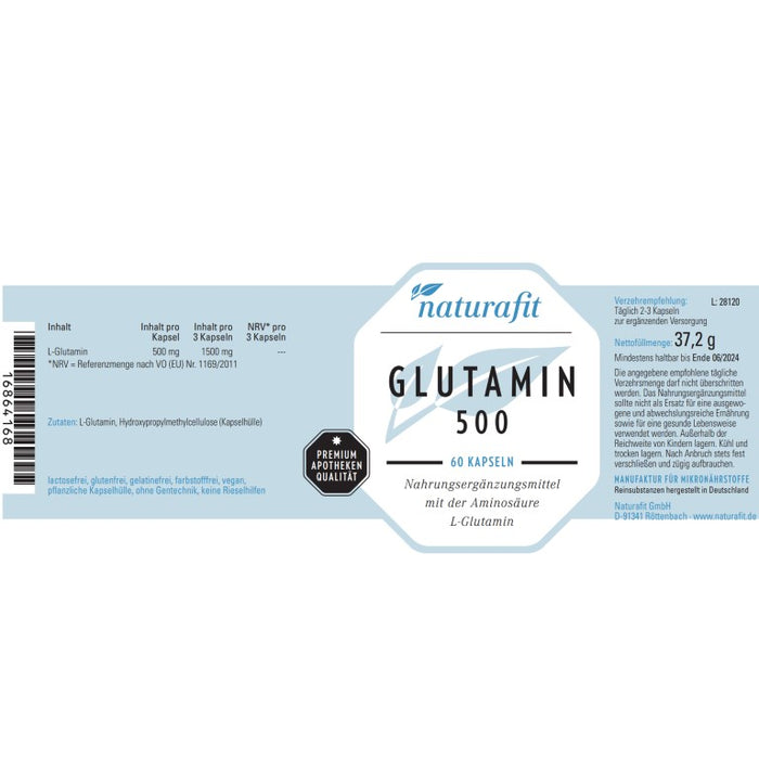 naturafit Glutamin 500 mg, 60 pc Capsules
