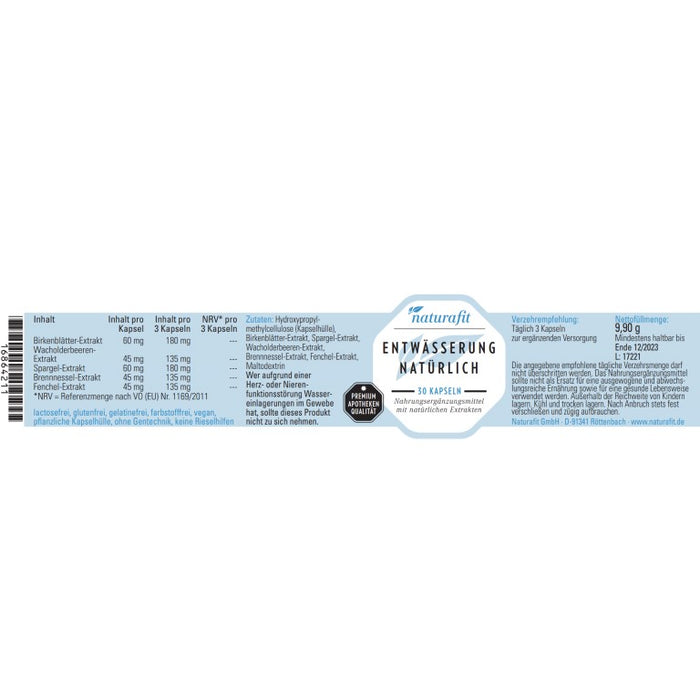 naturafit Entwässerung natürlich a. nat. Extrakten, 30 pcs. Capsules