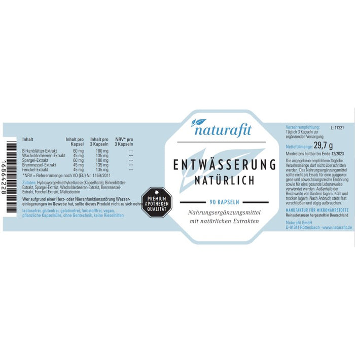 naturafit Entwässerung natürlich a. nat. Extrakten, 90 pc Capsules