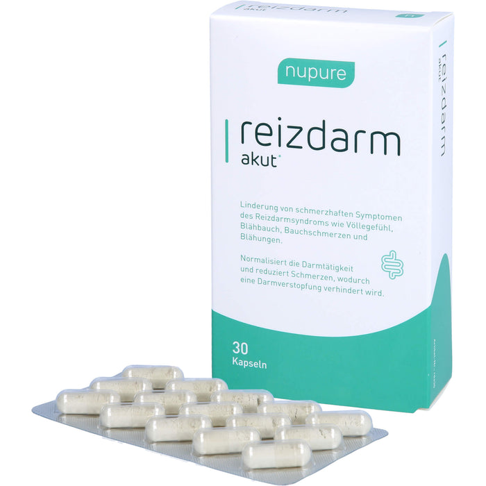Nupure Reizdarm akut Kapseln bei Völlegefühl, Blähbauch und Bauchschmerzen, 30 pcs. Capsules