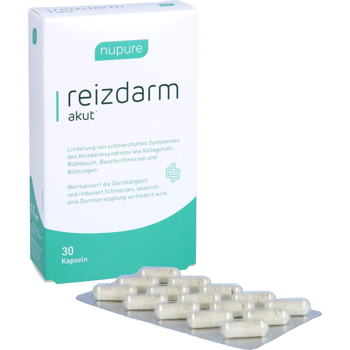 Nupure Reizdarm akut Kapseln bei Völlegefühl, Blähbauch und Bauchschmerzen, 30 pcs. Capsules