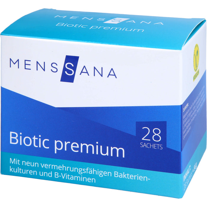 MensSana Biotic premium Beutel veganes Nahrungsergänzungsmittel mit Bakterienkulturen und Vitaminen, 56 g Sachets