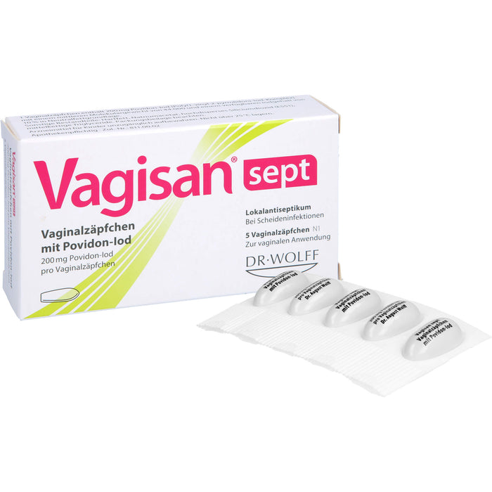 Vagisan sept Vaginalzäpfchen mit Povidon-Iod bei Scheideninfektionen, 5 pc Suppositoires