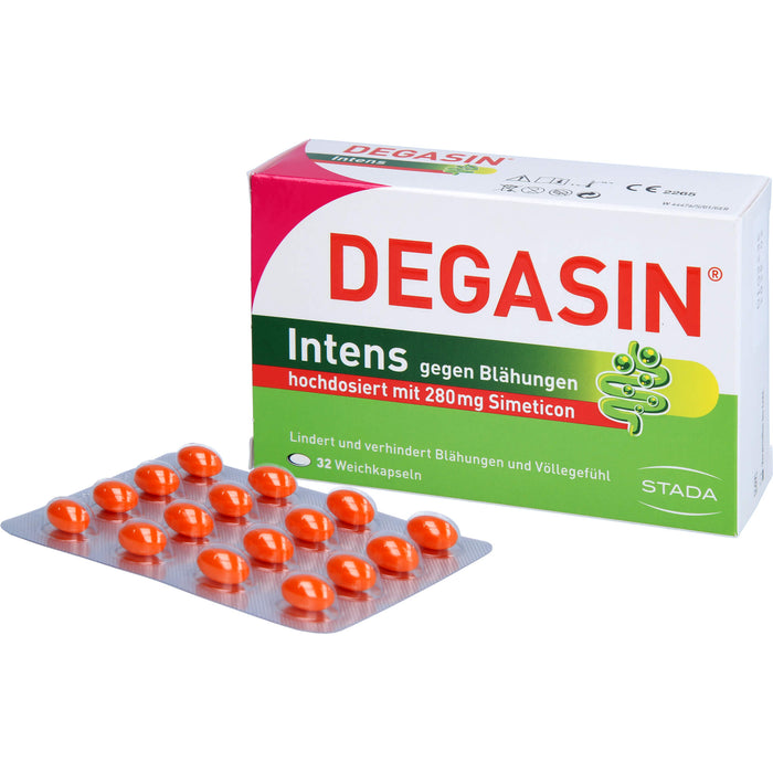 DEGASIN Intens 280 mg Kapseln gegen Blähungen und Völlegefühl, 32 pc Capsules