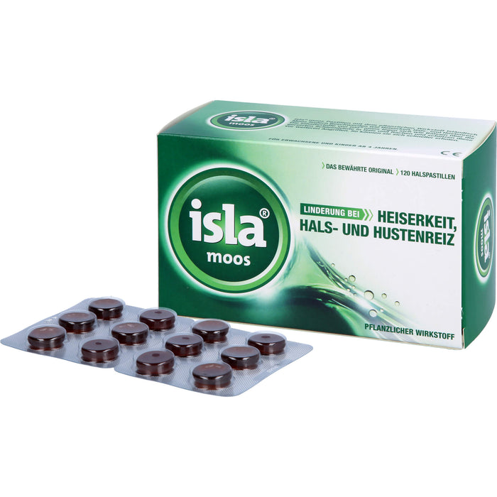 Isla Moos Halspastillen bei Heiserkeit, Hals- und Hustenreiz, 120 pcs. Pastilles