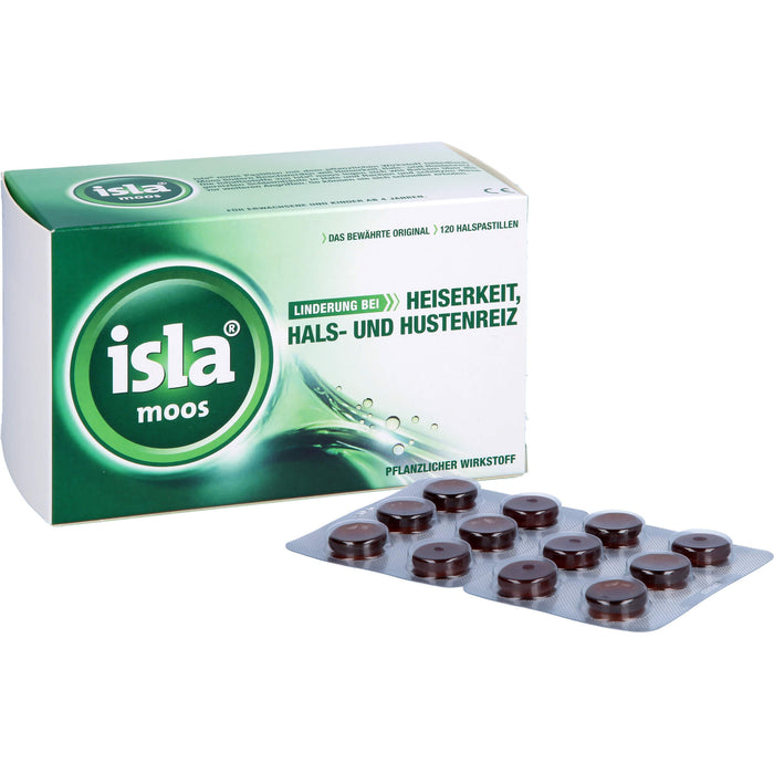 Isla Moos Halspastillen bei Heiserkeit, Hals- und Hustenreiz, 120 pcs. Pastilles