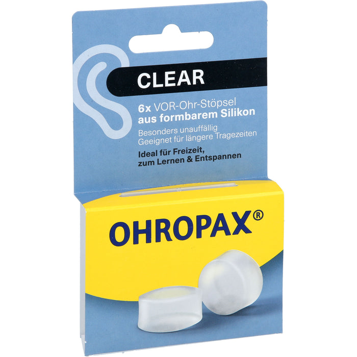 OHROPAX Clear Ohrstöpsel – Komfort und Schutz für jede Situation, 6 pcs. Earplugs