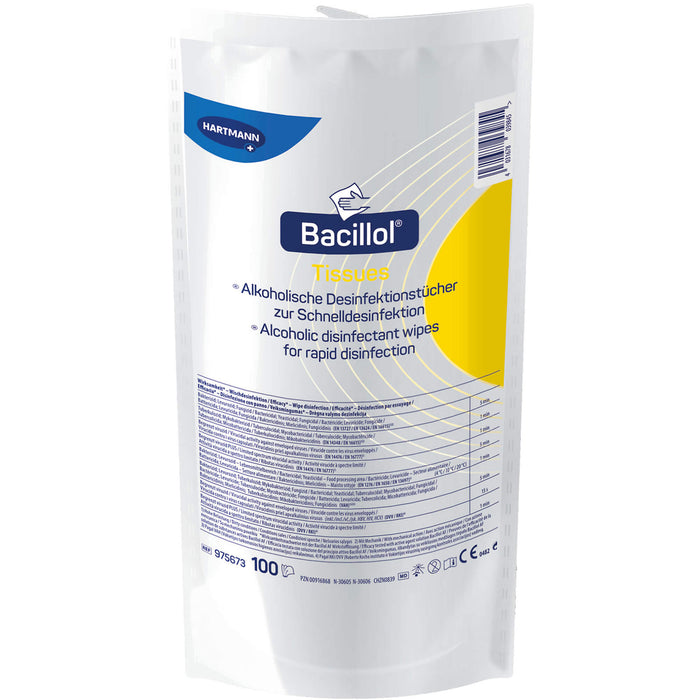 Bacillol Tissues alkoholische Desinfektionstücher Nachfüllpackung, 100 St. Tücher