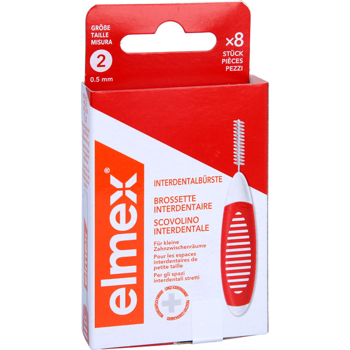 Elmex Interdentalbürsten rot ISO Größe 2 0,5 mm, 8 pc Brosses interdentaires