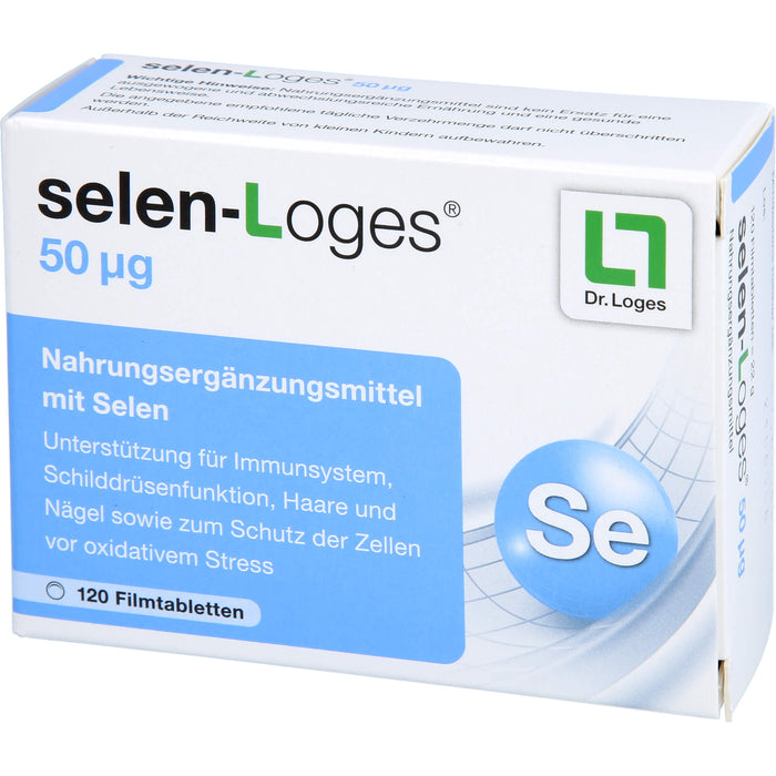 selen-Loges 50 µg Filmtabletten unterstützt das Immunsystem, die Schilddrüsenfunktion, Haare und Nägel, 120 pcs. Tablets