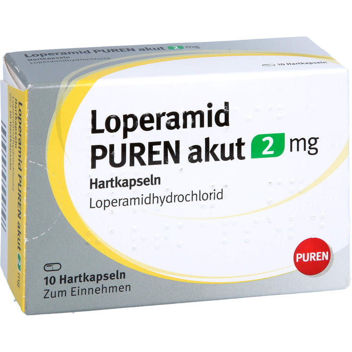 PUREN Loperamid akut 2 mg Hartkapseln zur symptomatischen Behandlung von akuter Diarrhö, 10 pc Capsules