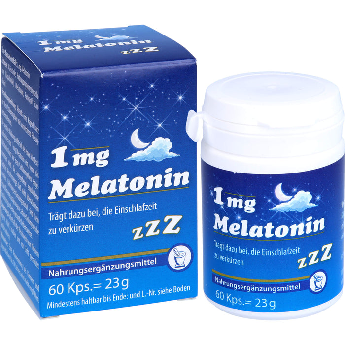 Pharma Peter Melatonin 1 mg Kapseln trägt dazu bei, die Einschlafzeit zu verkürzen, 60 St. Kapseln
