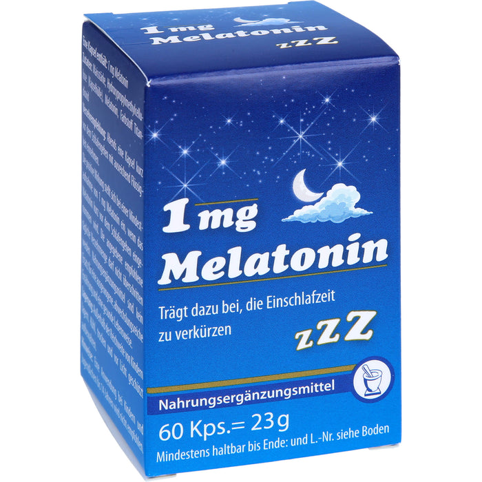 Pharma Peter Melatonin 1 mg Kapseln trägt dazu bei, die Einschlafzeit zu verkürzen, 60 St. Kapseln