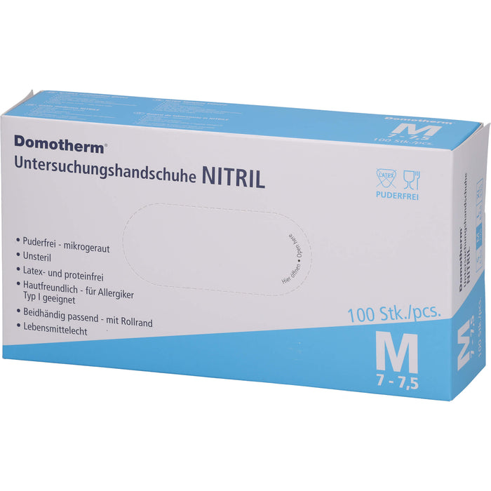 Domotherm Untersuchungshandschuhe Nitril M unsteril puderfrei, 100 St. Handschuhe