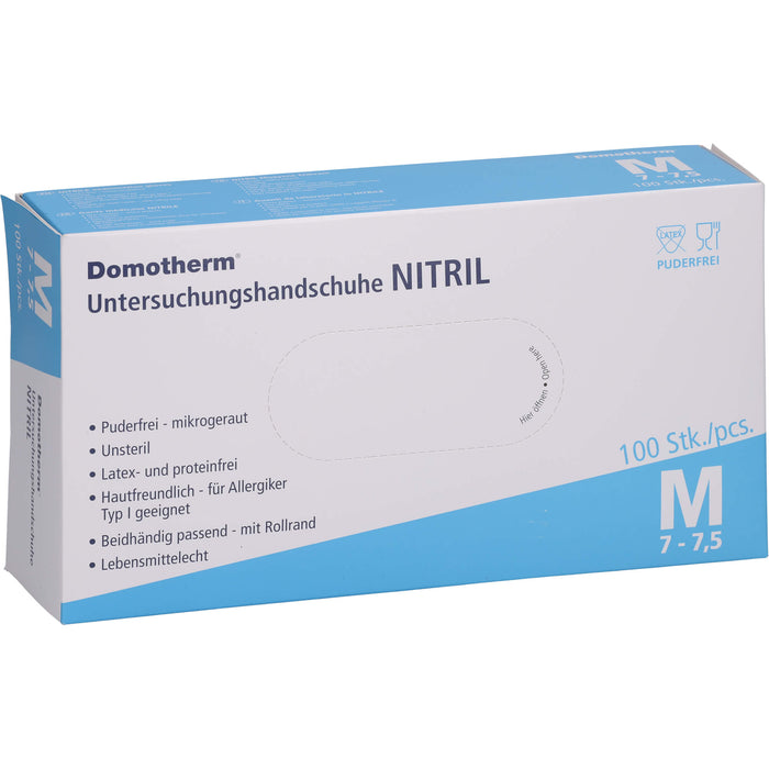 Domotherm Untersuchungshandschuhe Nitril M unsteril puderfrei, 100 St. Handschuhe