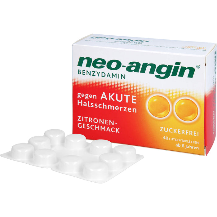 Neo-Angin mit Benzydamin gegen akute Halsschmerzen mit Zitronengeschmack Lutschtabletten, 40 pc Tablettes