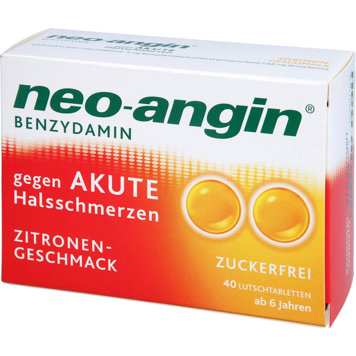 Neo-Angin mit Benzydamin gegen akute Halsschmerzen mit Zitronengeschmack Lutschtabletten, 40 pc Tablettes