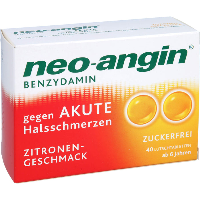 Neo-Angin mit Benzydamin gegen akute Halsschmerzen mit Zitronengeschmack Lutschtabletten, 40 pc Tablettes