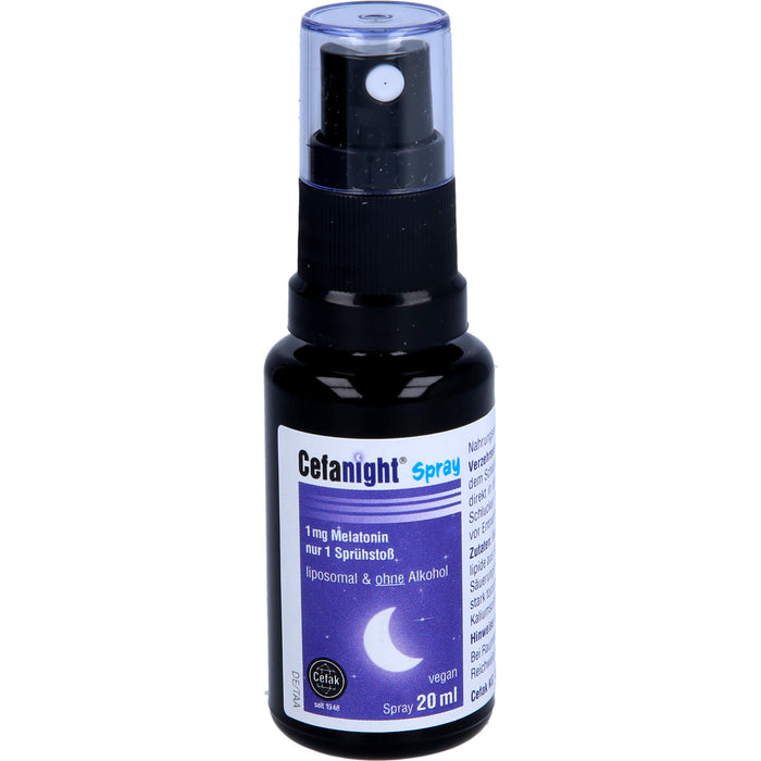 Cefanight Spray mit 1 mg Melatonin verkürzt die Einschlafzeit und lindert Jetlag, 20 ml Solution