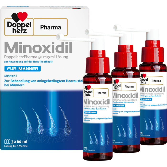 Doppelherz Pharma Minoxidil 50 mg/ml Lösung für anlagebedingtem Haarausfall bei Männern, 180 ml Lösung