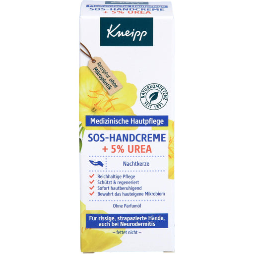 Kneipp SOS-Handcreme + 5% Urea Nachtkerze für rissige, strapazierte Hände und bei Neurodermitis, 50 ml Creme