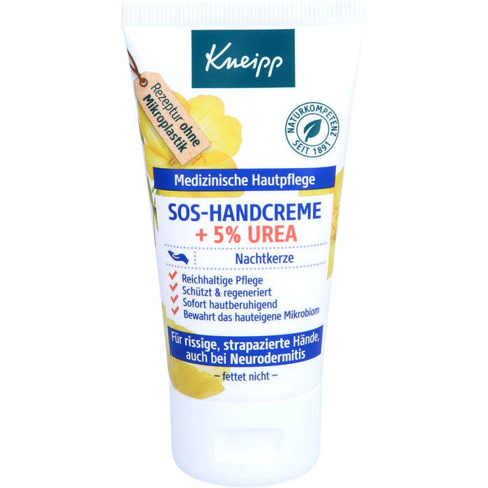 Kneipp SOS-Handcreme + 5% Urea Nachtkerze für rissige, strapazierte Hände und bei Neurodermitis, 50 ml Creme
