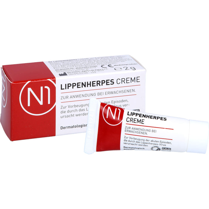 N1 Lippenherpes Creme verhindert die Bläschenbildung, stoppt die Virenvermehrung und lindert rasch Schmerzen, 2 g Cream