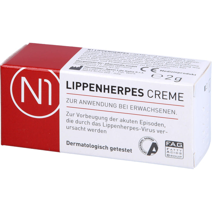 N1 Lippenherpes Creme verhindert die Bläschenbildung, stoppt die Virenvermehrung und lindert rasch Schmerzen, 2 g Cream