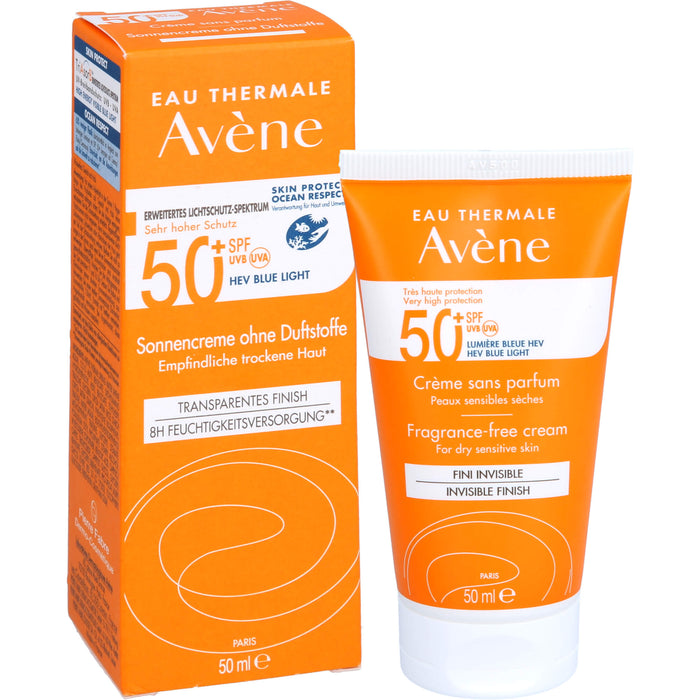 Avène Sonnencreme ohne Duftstoffe LSF 50+ für empfindliche trockene Haut invisible finish, 50 ml Crème