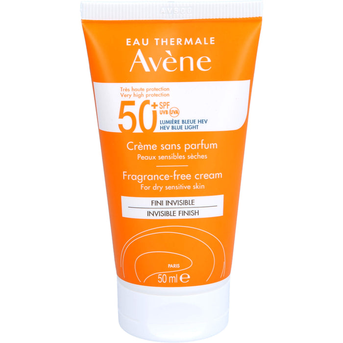 Avène Sonnencreme ohne Duftstoffe LSF 50+ für empfindliche trockene Haut invisible finish, 50 ml Crème
