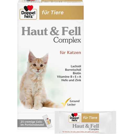 Doppelherz für Tiere Haut & Fell Complex cremige Licks für Katzen, 25 St. Sticks