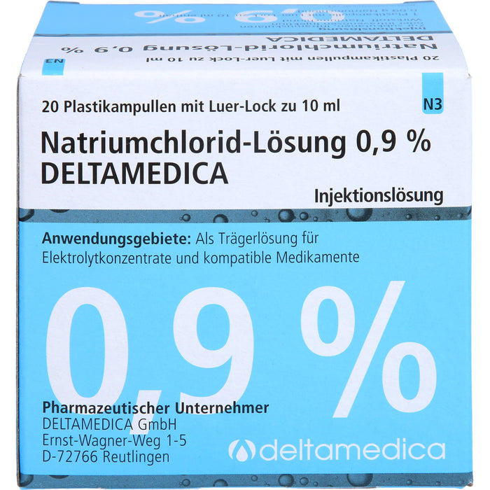 DELTAMEDICA Natriumchlorid-Lösung 0,9 % Injektionslösung Plastikampullen mit Luer-Lock, 20 St. Ampullen