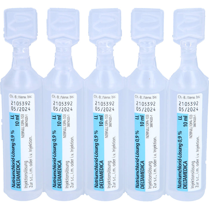 DELTAMEDICA Natriumchlorid-Lösung 0,9 % Injektionslösung Plastikampullen mit Luer-Lock, 20 St. Ampullen
