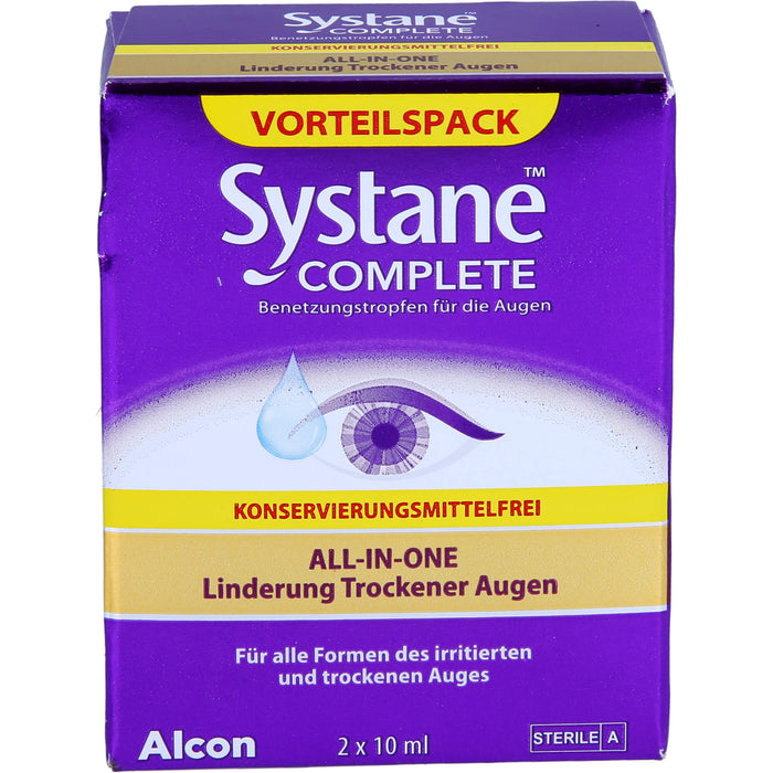 Systane Complete Benetzungstropfen für die Augen ohne Konservierungsmittel für trockene Augen, 20 ml Lösung