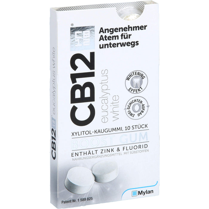 CB12 Boost Xylitol-Kaugummi Eucalyptus gegen Mundgeruch mit Whitening-Effekt, 10 pc Gomme à mâcher