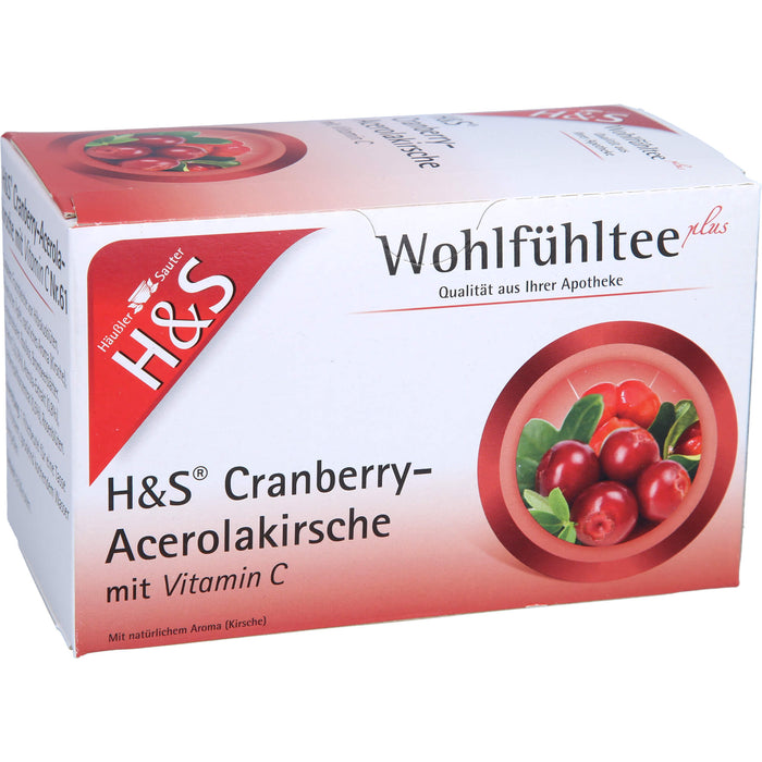 H&S Wohlfühltee Nr. 61 Cranberry-Acerolakirsche mit Vitamin C, 20 St. Beutel