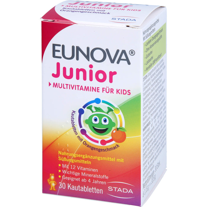 EUNOVA Junior Kautabletten mit Orangengeschmack zur Unterstützung der Gesundheit und Abwehr, 30 pc Tablettes