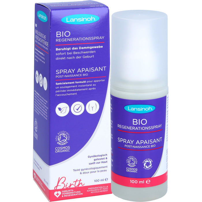 LANSINOH bio Regenerationsspray beruhigt das Dammgewebe, 100 ml Solution