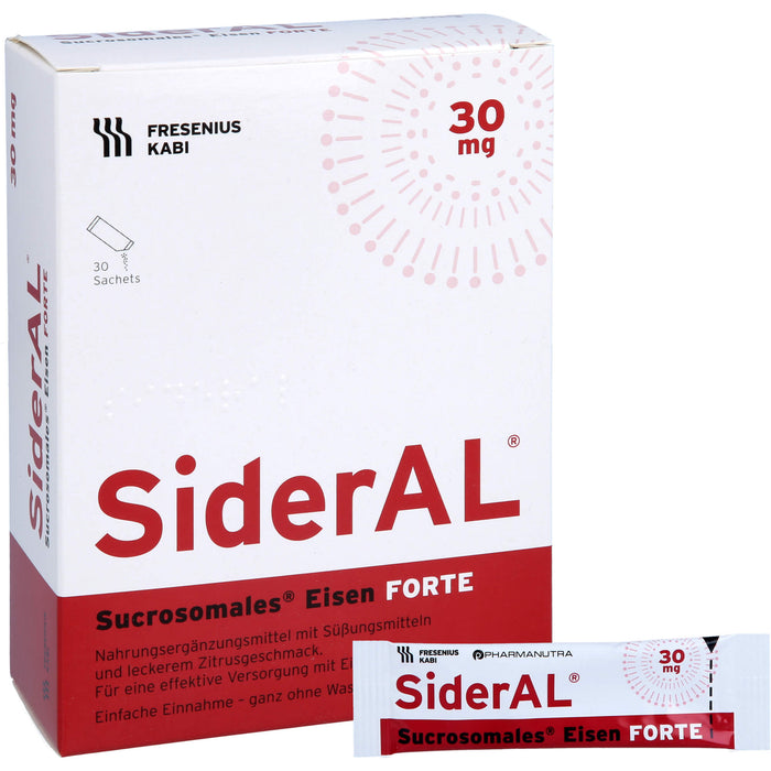 SiderAL Eisen forte 30 mg Zitrusfrucht bei erhöhtem Eisenbedarf in der Schwangerschaft, 30 pcs. Sachets