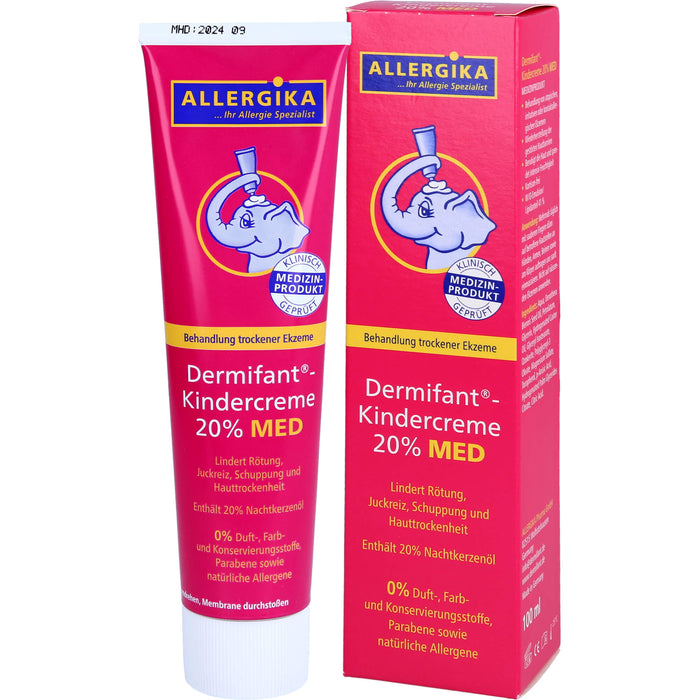 Dermifant Kindercreme 20% MED lindert Rötung, Juckreiz, Schuppung und Hauttrockenheit bei trockenen Ekzemen, 100 ml Cream