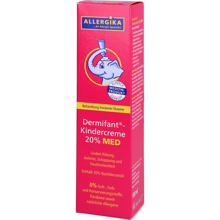 Dermifant Kindercreme 20% MED lindert Rötung, Juckreiz, Schuppung und Hauttrockenheit bei trockenen Ekzemen, 100 ml Cream