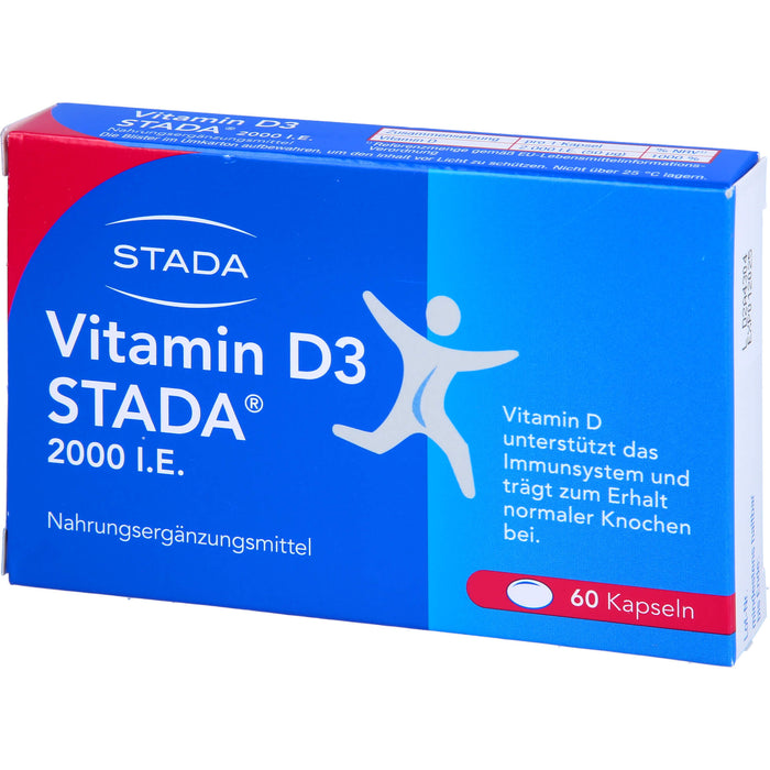 STADA Vitamin D3 2000 I.E. Kapseln unterstützt das Immunsystem und trägt zum Erhalt normaler Knochen bei, 60 pcs. Capsules