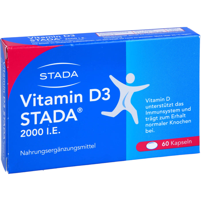 STADA Vitamin D3 2000 I.E. Kapseln unterstützt das Immunsystem und trägt zum Erhalt normaler Knochen bei, 60 pcs. Capsules